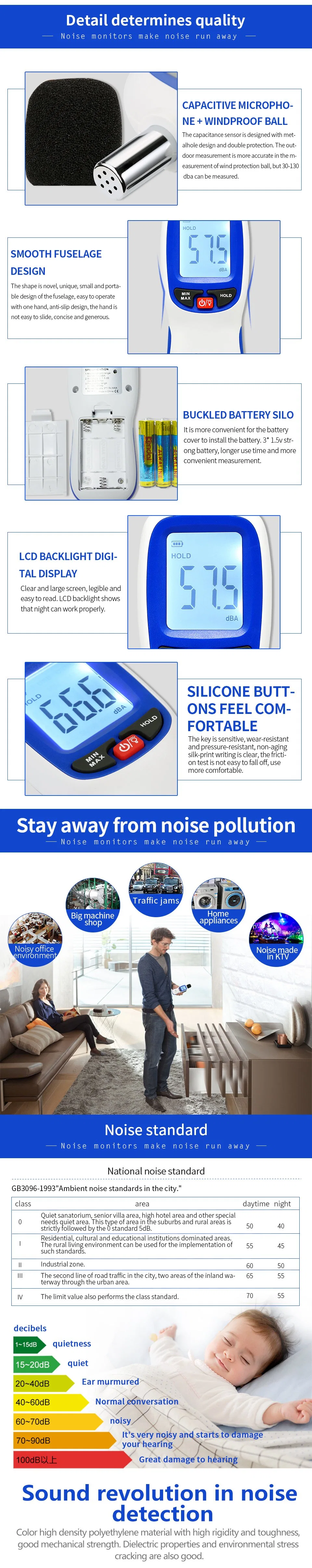 Wholesale Lonn Wt85b High-Precision Digital Noise Sound Level Meter Sound Decibel Meter